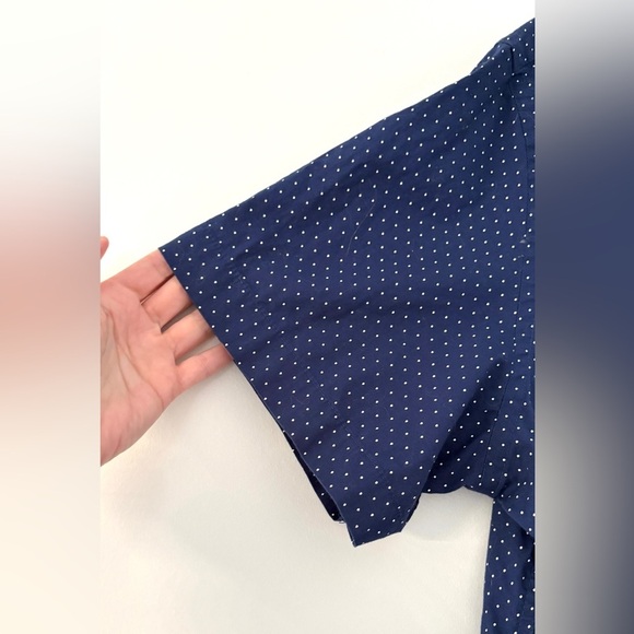 Old Navy Men's Size XL Button Down Short Sleeve Blue‎ White Polka Dots Preppy - Picture 4 of 9
